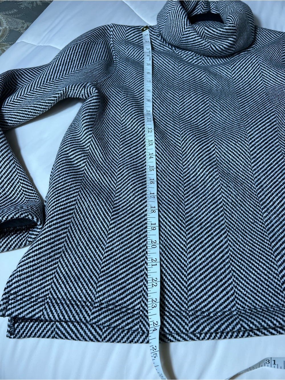J. Crew Black and White Chevron Cowl Neck Sweater - Picture 6 of 10